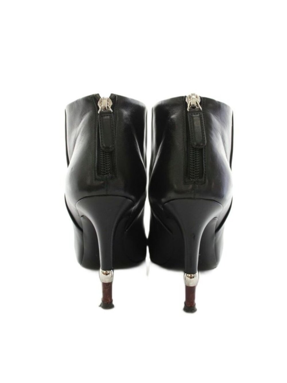 Chanel Short Boots Round Toe High Heel CC Logo Leather Black YT - Picture 5 of 8